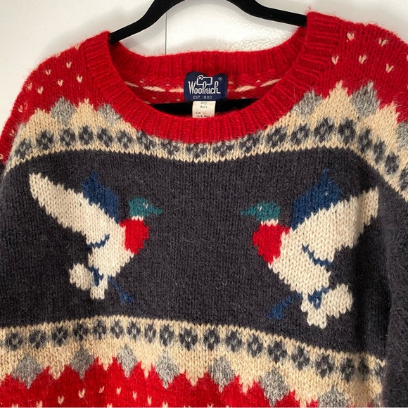 Vintage Woolrich 1970s/1980s 100% wool crewneck sweater with duck bird motif - Picture 3 of 5
